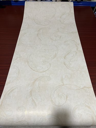 美式复古壁纸美式乡村壁纸浅米黄卷叶纹大面积客厅卧室纯纸墙纸