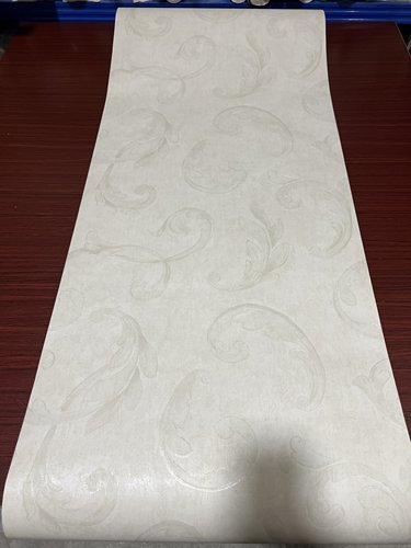 美式复古壁纸田园风浅米灰卷纹莨苕叶客厅卧室大面积满铺纯纸壁纸