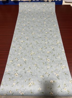 绝版进口墙纸美式复古壁纸蓝色底田园小碎花壁纸客厅卧室书房壁纸