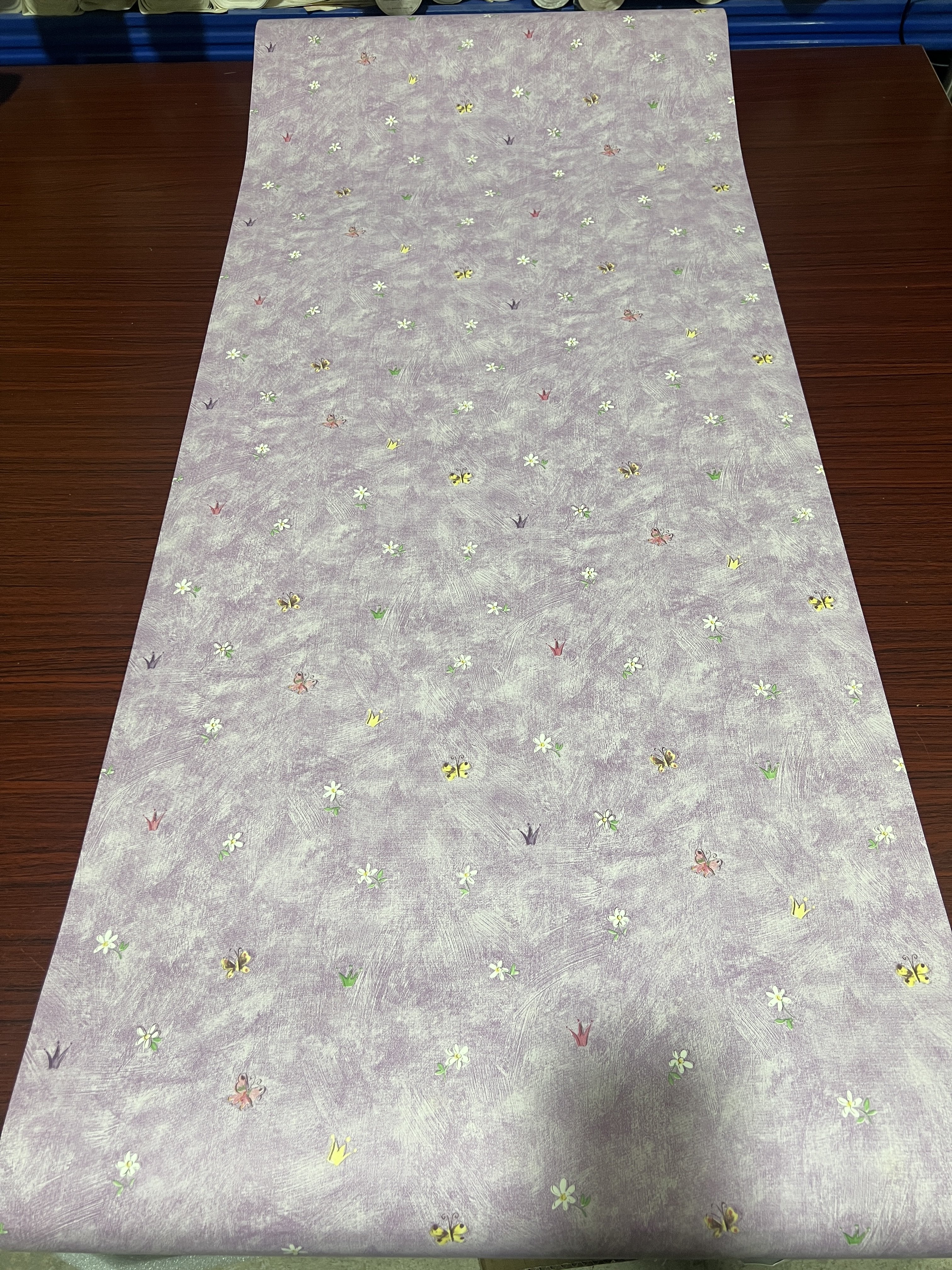 绝版进口墙纸美式复古壁纸紫色底田园小碎花女孩房大面积纯纸壁纸