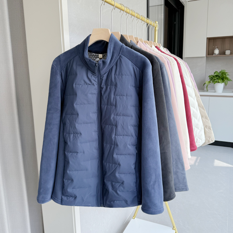 轻薄拼接羽绒服男秋冬季2025新款立领加绒休闲百搭上衣保暖外套男