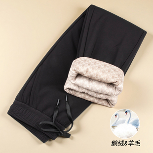 高腰加绒加厚直筒羽绒外穿羊毛保暖棉裤 2025新款 女冬季 鹅绒休闲裤