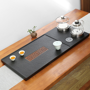 乌金石茶盘套装全自动上水烧水壶一体茶台电磁炉家用石头茶具托盘
