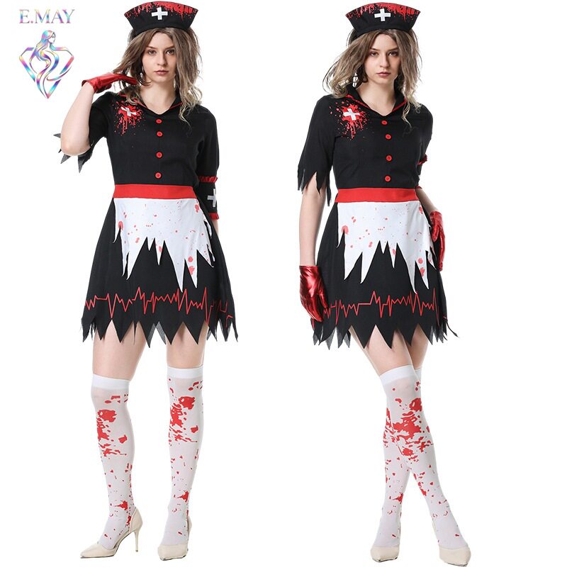 亚马逊wish万圣节女护士装吸血鬼恐怖丧尸节日派对cosplay连衣裙