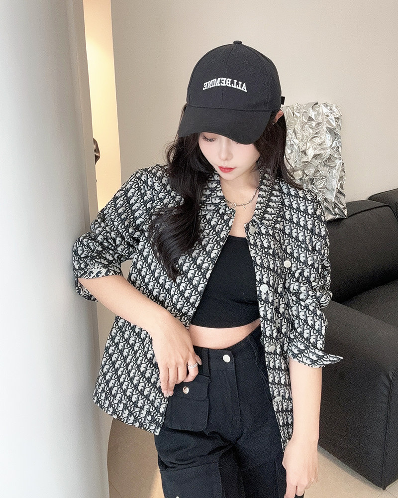 经典提花字母宽松牛仔夹克外套2025春秋新款百搭高级感上衣外套女