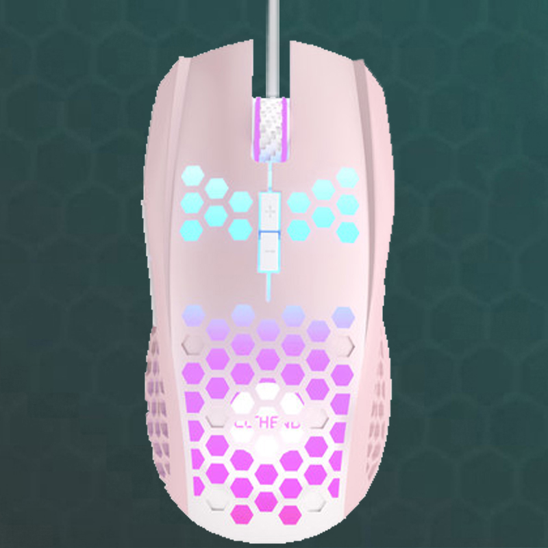 力胜GLK-506发光USB鼠标镂空渐变色电脑有线游戏自定义6档变速宏