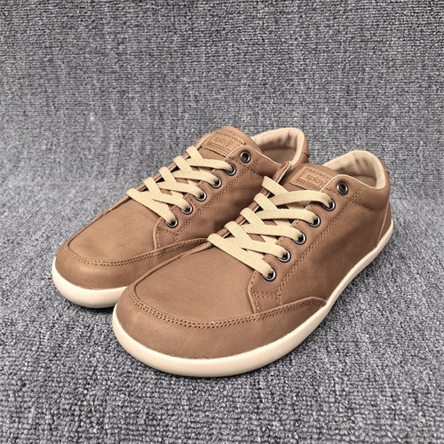 男女头层牛皮宽楦赤足休闲运动鞋