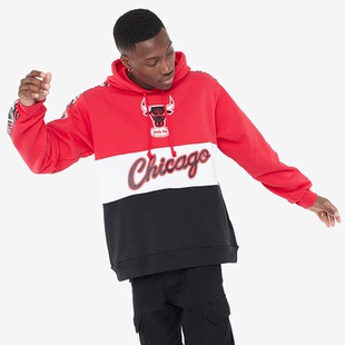 正品 NESS 美潮 芝加哥公牛队拼色连帽抓绒卫衣 MITCHELL 绝版