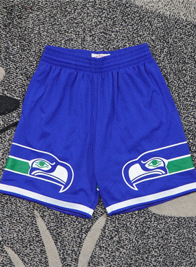 美潮街头 MITCHELL&NESS 西雅图海鹰限定印花复古宽松篮球短裤