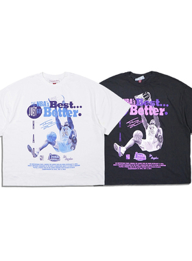 正品美潮 mitchell&ness X 湖人奥尼尔纯棉复古高克重印花短袖T恤