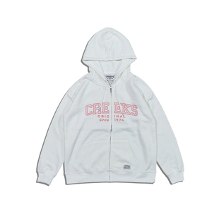 瑕疵清美潮外贸街头休闲宽松CREEK字母印花抓绒拉链开衫 卫衣帽衫