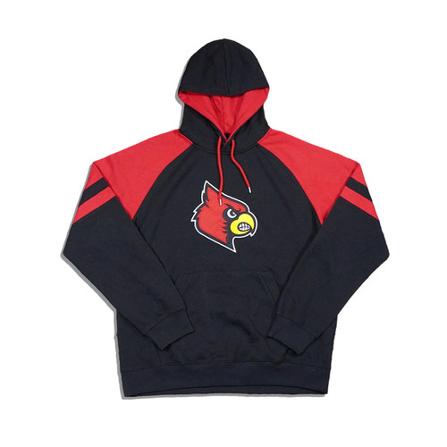 美潮街头休闲 NCAA 路易斯维尔大学图案刺绣宽松抓绒连帽卫衣