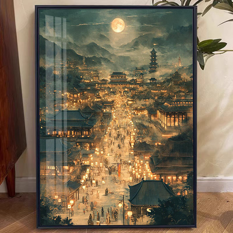 盛世长安钻石画2025新款客厅高级感满钻点钻砖石贴画5d十字绣带框