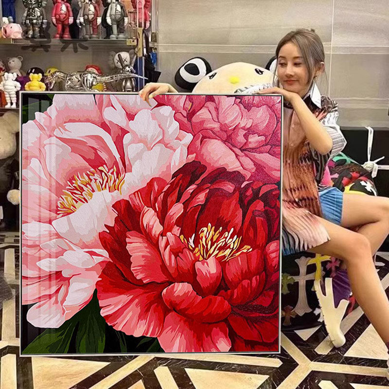 国色牡丹钻石画2026新款客厅花开富贵手工diy贴钻画十字绣带框5d