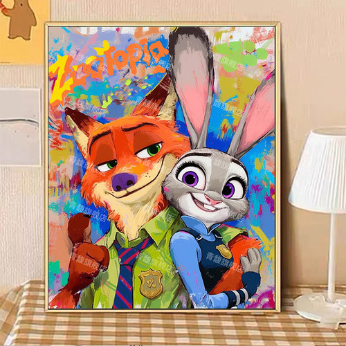 卡通手绘画画填色diy数字油画