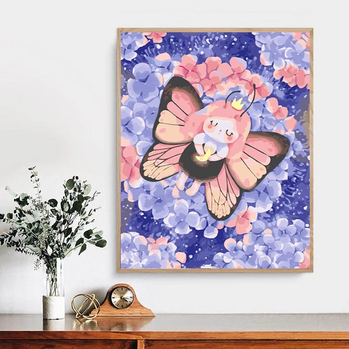 Dream Whale цифровой масляной живопись DIY Cartoon Animation Animation Hand -Painted Oil Color Painting Color Filling Beautiful Healing System Painting