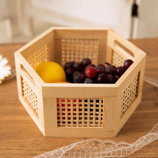 桌面收纳盒木质收纳框客厅茶几收纳篮浴室毛N巾置物盒零食水果盘