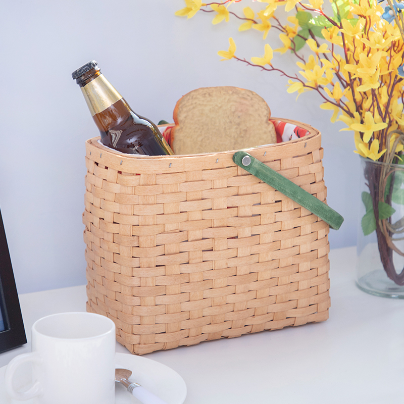 田园风水果提篮木片编织鸡蛋筐厨房蔬菜收纳篮野餐篮收纳筐插花篮