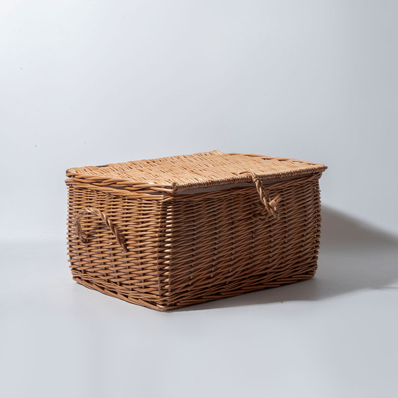 柳编有盖收纳箱藤编整理箱田园风收纳筐高级感收纳篮储物箱收纳筐,收纳整理,收纳筐,淘宝优惠券,粉丝福利购,淘宝优惠卷