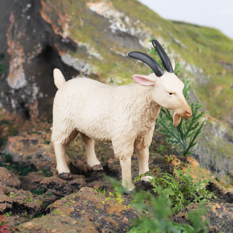 儿童农场家禽玩具仿真米色山羊模型野生动物绵羊牧场装饰手办摆件