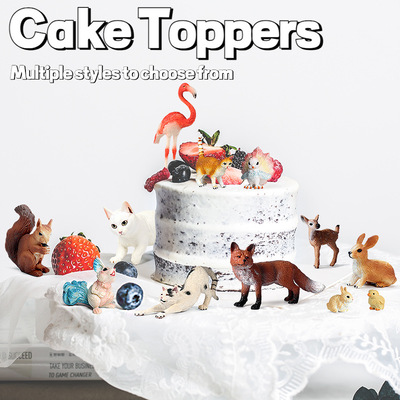 圣诞节仿真实心白尾鹿驯鹿麋鹿松鼠红狐动物模型儿童玩具套装