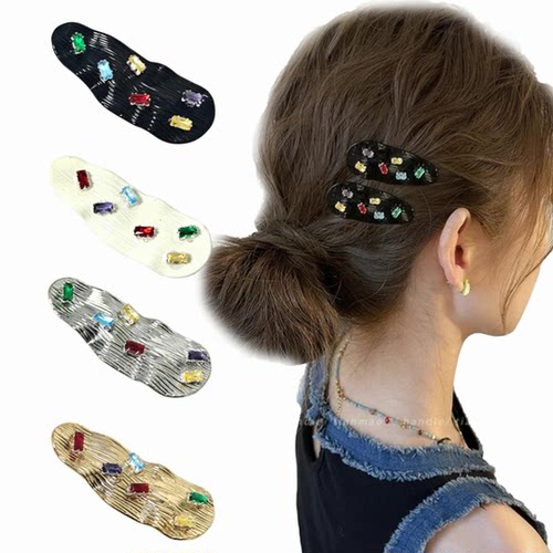 奶油发夹粉色闪钻刘海夹高级感精致碎发夹侧边刘海夹百搭发饰发卡