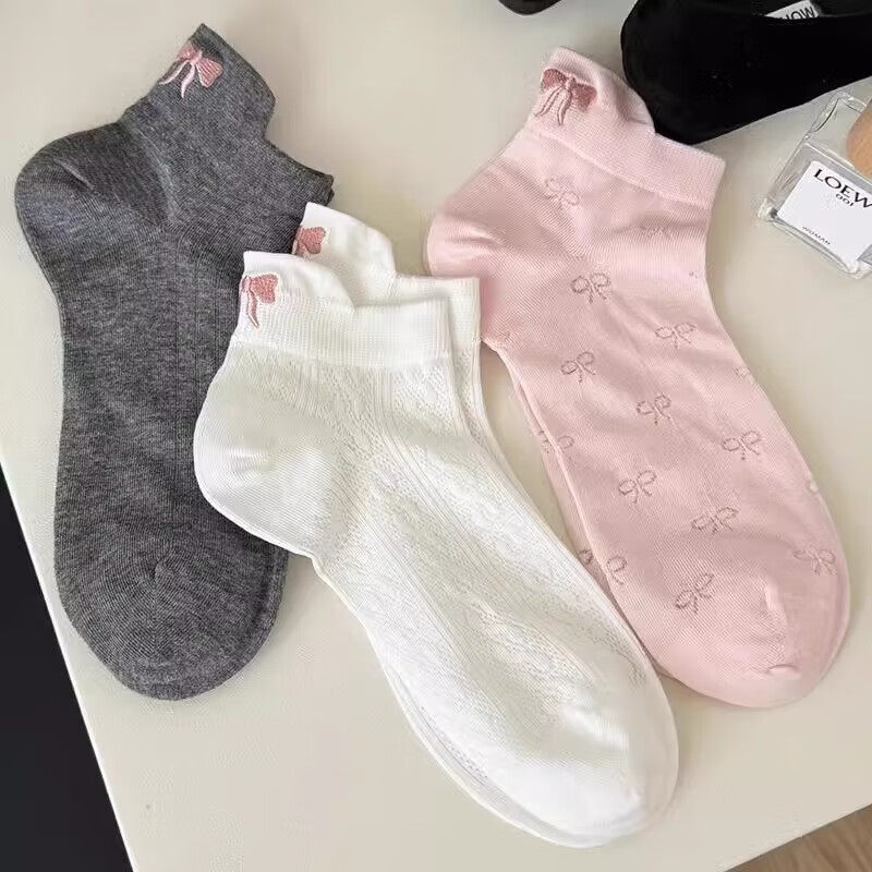 刺绣蝴蝶结袜子女中筒夏季薄款镂空透气浅口短袜白色婴儿手套脚套,女士内衣/男士内衣/家居服,短袜,淘宝优惠券,粉丝福利购,淘宝优惠卷