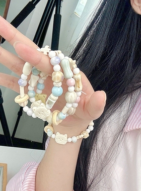 陶瓷手链夏季女高级感饼干猫咪系列小众百搭设计高级感手串