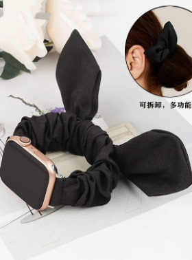 苹果手表带可拆卸蝴蝶结立体耳朵适用34567代appleiwatch表带