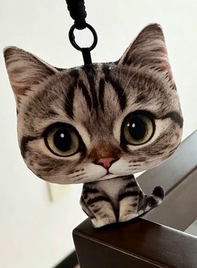 仿真大头猫咪毛绒玩偶挂件抽象猫公仔靠枕搞怪趣味钥匙扣女生礼物