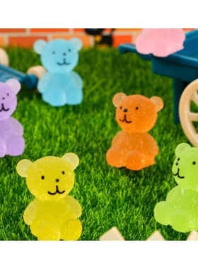 可爱动物摆件夜光小熊公仔 树脂diy饰品配件自制摆件手机壳挂件