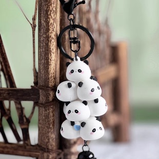 可爱成都大熊猫钥匙扣纪念品萌趣动物叠叠乐猪猪塔背包挂件伴手礼