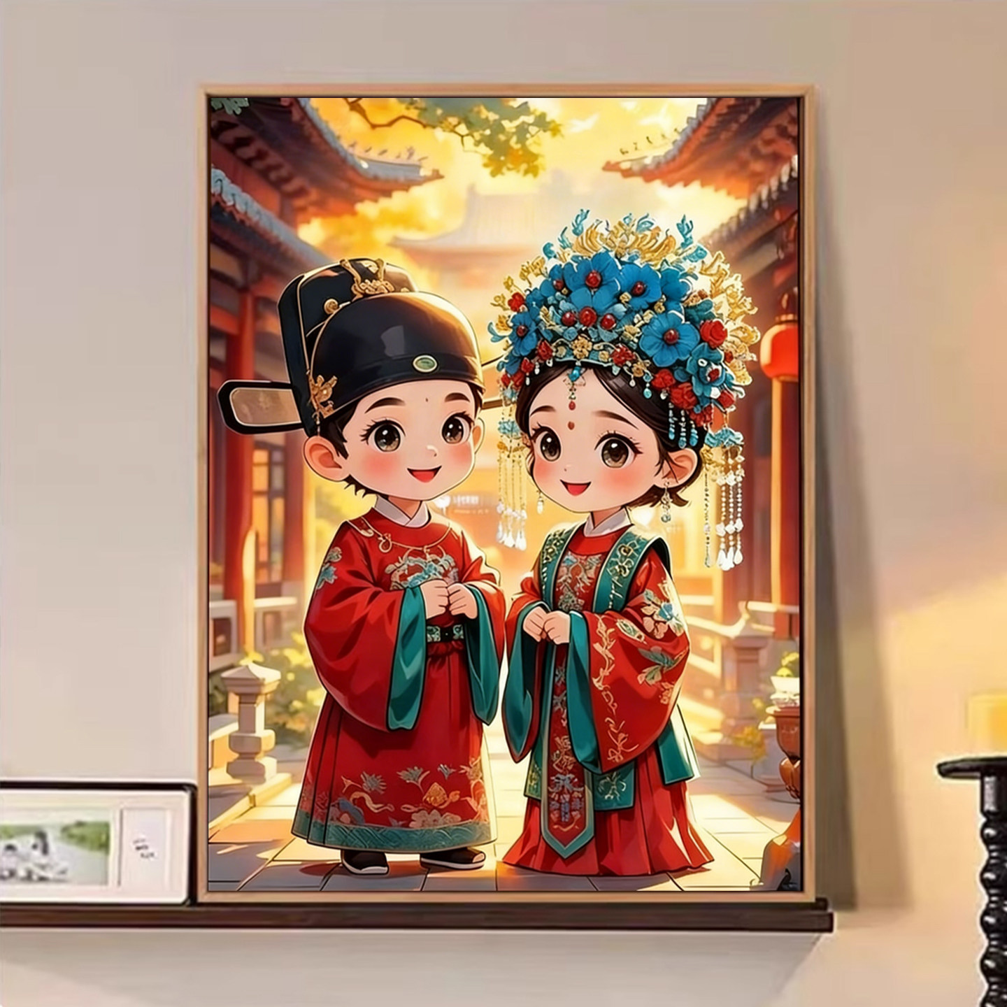 2026新款钻石画喜庆中式婚礼手工DIY钻石贴画带框结婚礼物客厅