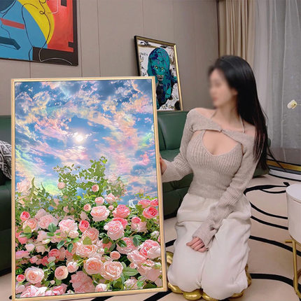 2025新款钻石画玫瑰满钻高难度女孩子手工diy砖石贴画十字绣客厅