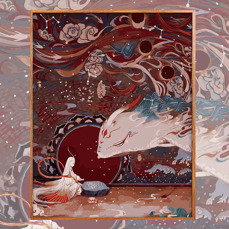 爆款国风山海经大鱼海棠钻石画带框满钻学生手工diy客厅贴钻画