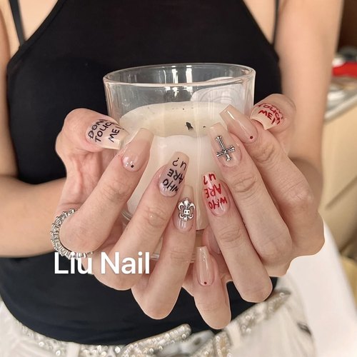 黑红英文十字架网红款美甲贴纸