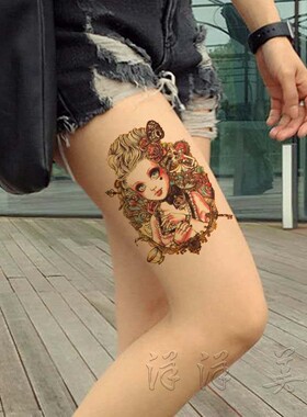 防水花臂大眼芭比娃纹身贴