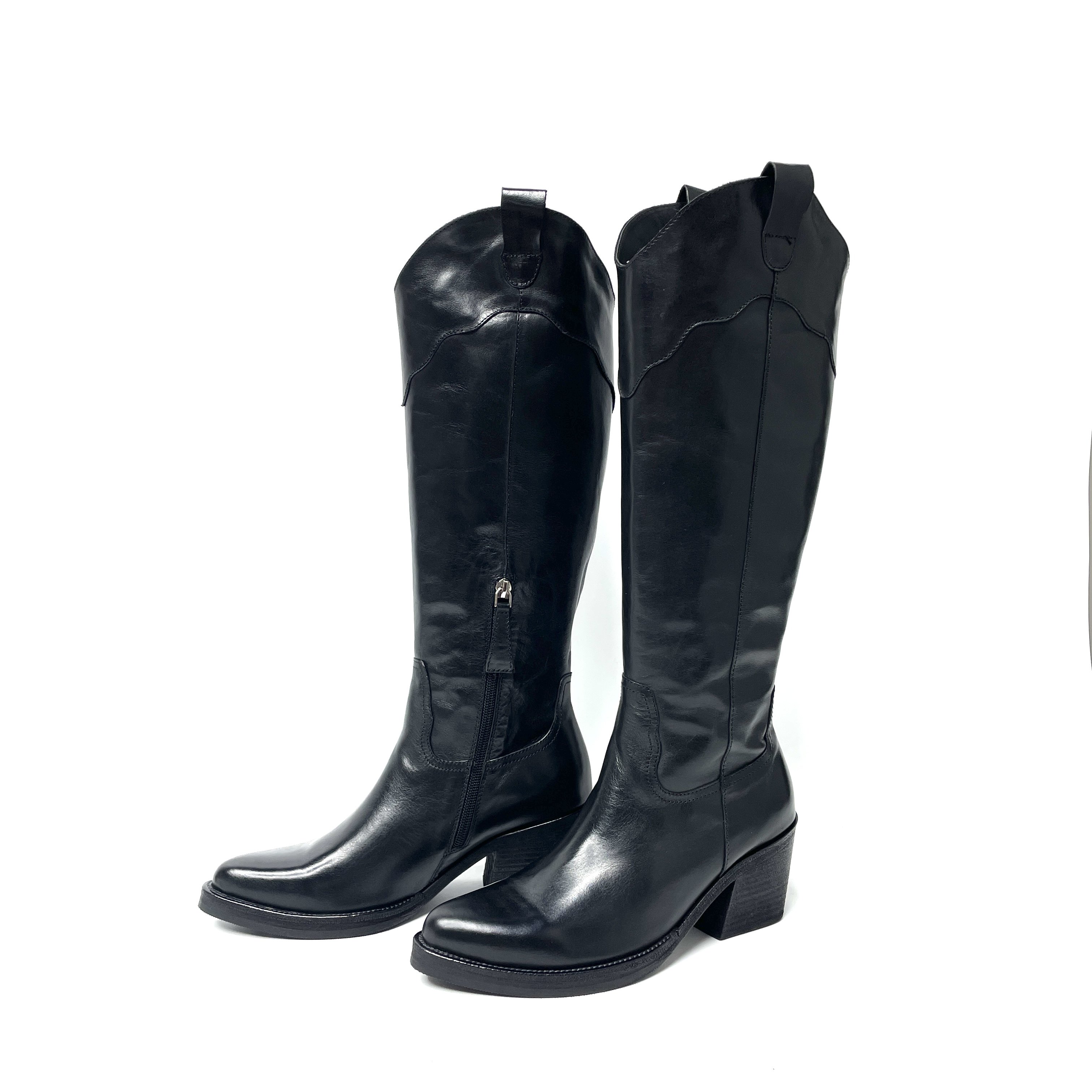 雪密欧新款水洗马皮尖头粗跟骑士靴女增高西部牛仔高筒靴长筒靴女,女鞋,西部靴,淘宝优惠券,粉丝福利购,淘宝优惠卷