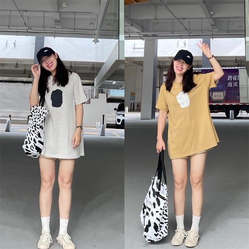 大logo休闲连衣裙女短袖