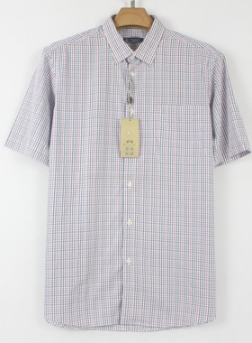 贝L龙 52码 夏款 男士 短袖 100棉 吊牌齐全 商务休闲 衬衫04042