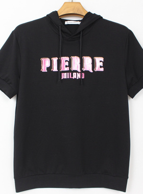 48码男士夏款 连帽 100棉 短袖弹力T恤衫04153