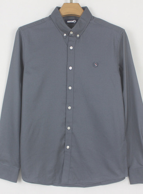 小帆C 25男士秋冬新款 弹力 翻领  深灰色商务休闲 长袖衬衫08142