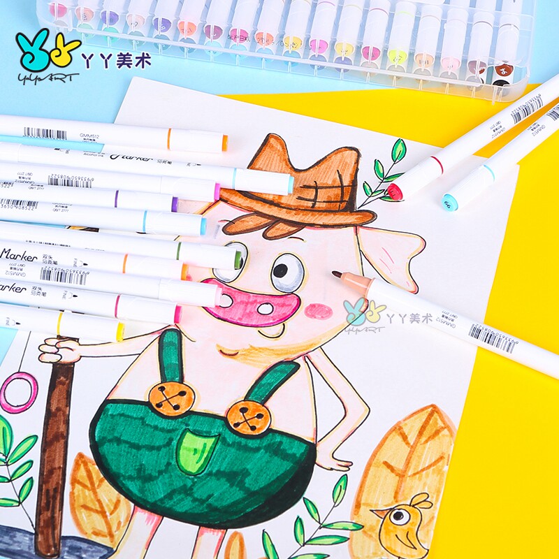 마스터 양방향 마커 펜 12|18|24|36|48 컬러 학생 유성 마커 펜 박스형 그림 낙서 펜