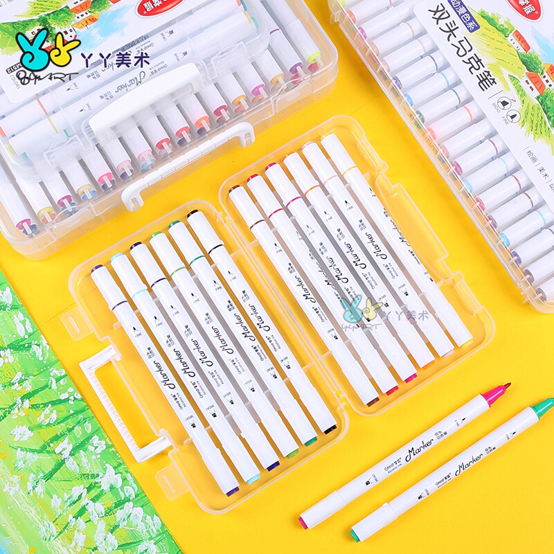 마스터 양방향 마커 펜 12|18|24|36|48 컬러 학생 유성 마커 펜 박스형 그림 낙서 펜