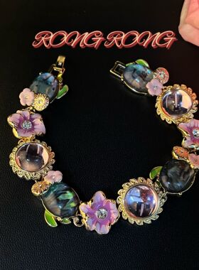 中古vintage饰品高品质仙气糖果色花朵手链夏日气质甜美古着手链