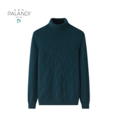 帕阑蒂 E186A0047纯山羊绒樽领翻花男套衫