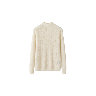 帕阑蒂 DM9A079纯山羊绒半高领挑孔女套衫