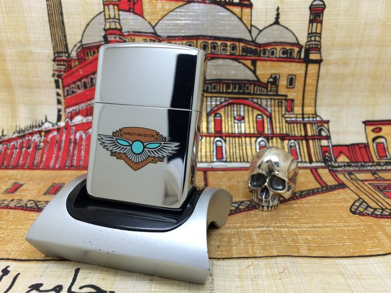 原装正版1992年I全新蚀刻漆印印第安鹰翼图腾哈雷会员打火机ZIPPO
