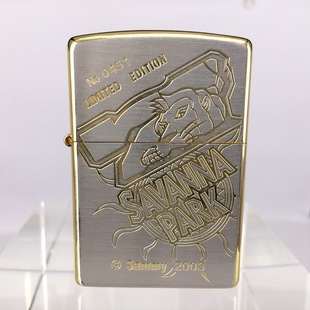 原装正版2002年J全新限量镀银金边稀树草原油壶套装打火机 ZIPPO