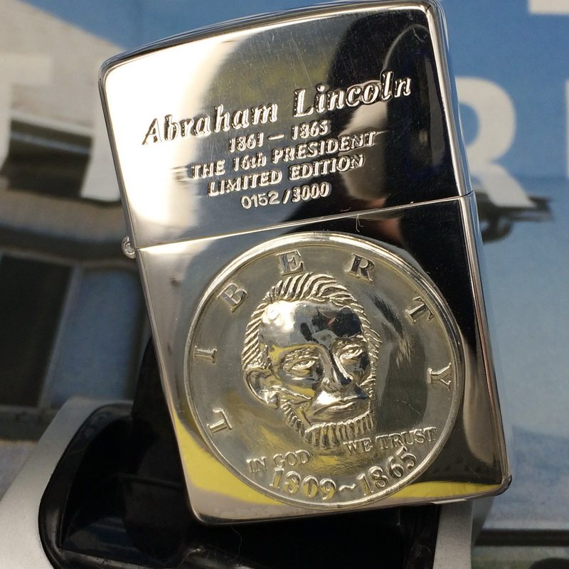 原装正版 1994年J全新限量林肯纪念币贴章珍藏礼盒打火机 ZIPPO